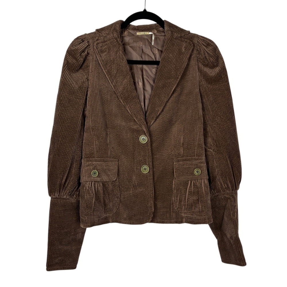Vintage Max Studio Steampunk Corduroy Puff Sleeve Buttoned Blazer Jacket Size XS